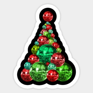 Retro Red and Green Disco Christmas Tree Sticker